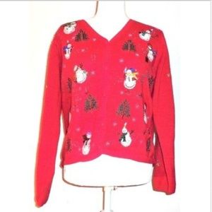 Hampshire Studio Women's M Red Christmas Sweater